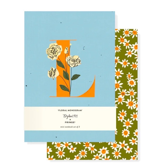 Fringe DM MONOGRAM FLORAL "L" MINI JOURNAL SET - Picture 1 of 3